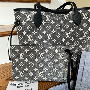 Louis Vuitton Neverfull MM Jacquard Denim and Pouch